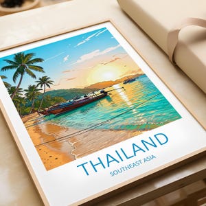 Thailand Travel Poster: Retro Beach Art Print, Southeast Asia
