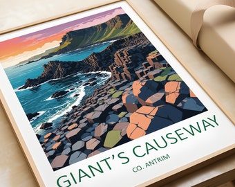 Giants Causeway Print, Antrim Print, Ireland Travel Print, Northern Ireland Prints, Co. Antrim Print, Travel Gift, Irish Prints, Irish Gifts