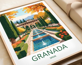 Granada Alhambra Print: Spanish Travel Poster, Art Lover Gift