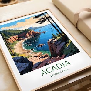 Acadia Print, Acadia National Park, Acadia Poster, Maine Print, Acadia Travel Poster, National Park, Maine USA, Travel Gift, Nature Prints