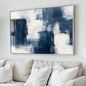 Navy Blue Wall Art Print, Abstract Wall Art, Modern Art, Living Room Decor, Minimalist, Navy Blue  Print, UNFRAMED FRAMED CANVAS - Prints