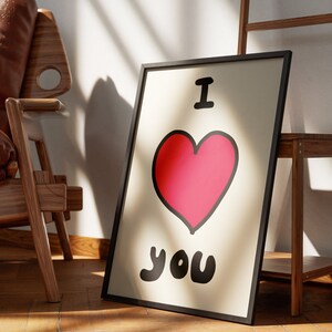I Love You | Positive Print | Retro Wall | Digital Print Bundle | Quote Art Print | Colourful Print | Living Room Print | Bedroom Print
