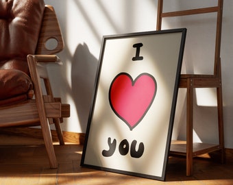I Love You | Positive Print | Retro Wall | Digital Print Bundle | Quote Art Print | Colourful Print | Living Room Print | Bedroom Print