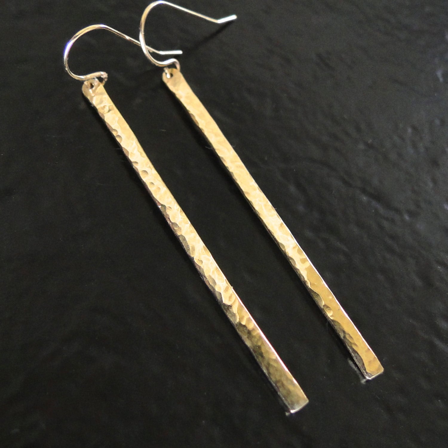 Details about   Leslie's Real 14kt Yellow Gold Polished Post Dangle Bar Earrings 