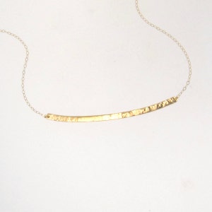 Gold Curved Bar Necklace, Hammered  Curved Bar, As Seen On Kristin Cavallari - 14K GOLD Hand Forged, Hammered 14K Yellow, Rose, White Gold