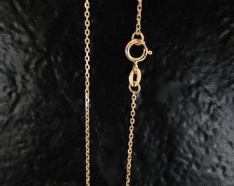 14K Solid Yellow Gold Sparkly 16 or 18 Inch Diamond Cut Cable Chain, 1mm Finished Chain With Clasp