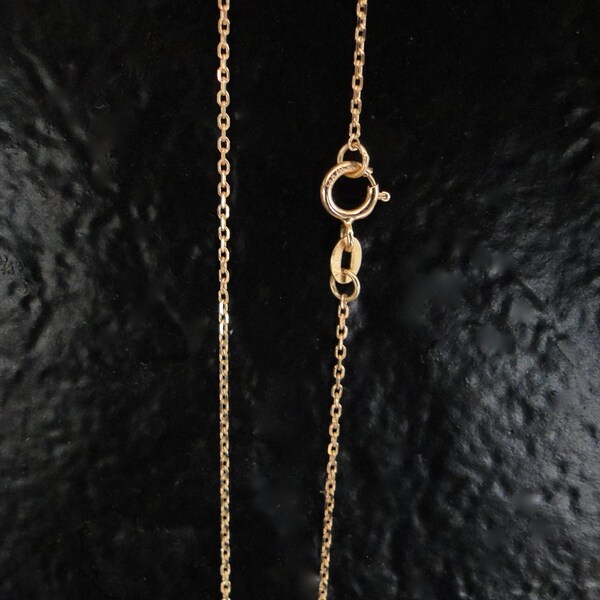 14K Solid Yellow Gold Sparkly 16 or 18 Inch Diamond Cut Cable Chain, 1mm Finished Chain With Clasp