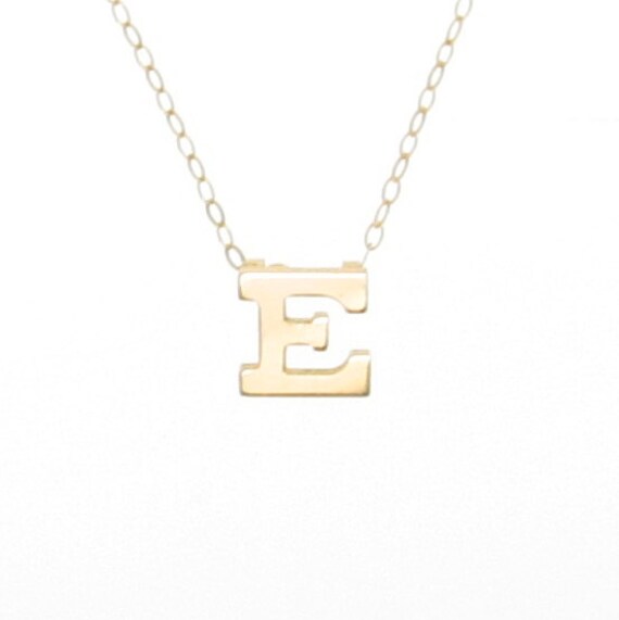 Personalized Initial Monogram Necklace 14K Gold YOUR INITIAL Handmade Custom Block Initial Letter Necklace Initial Necklace Solid Gold