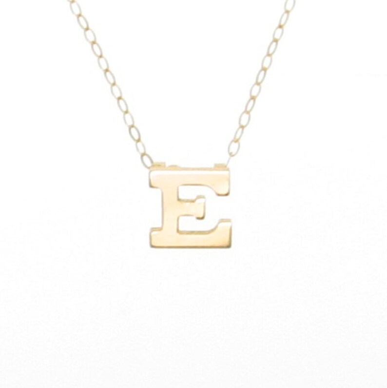 Personalized Initial Monogram Necklace 14K Gold YOUR INITIAL Handmade Custom Block Initial Letter Necklace Initial Necklace Solid Gold