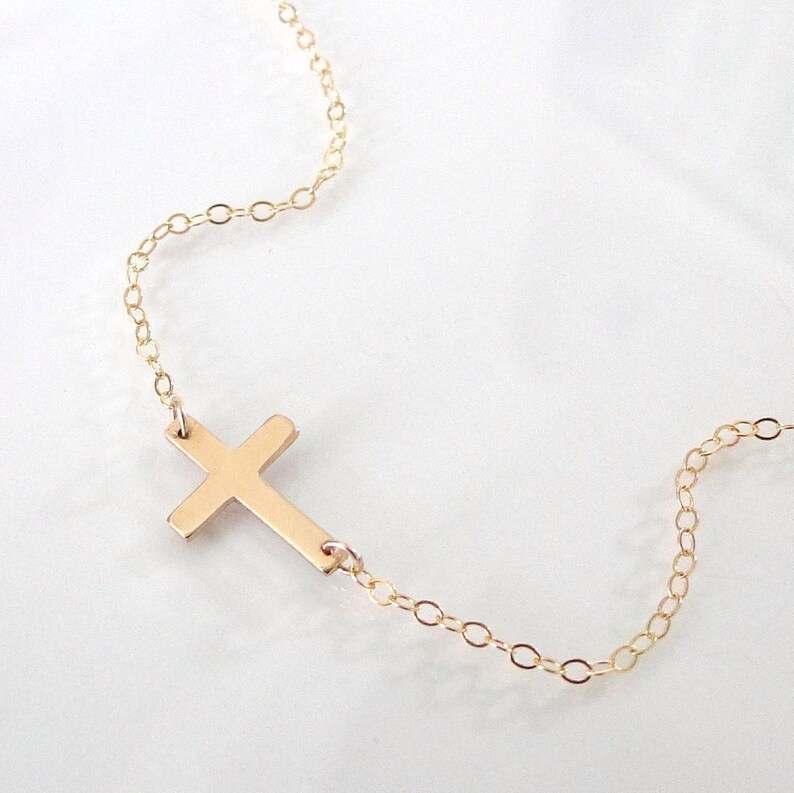 Sideways Cross Necklace Small 14K Gold Filled or Sterling Etsy