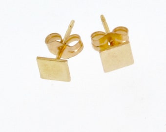 Gold Square Ear Studs - Small 5mm Gold Filled Earring Studs - For Any Age, Unisex - 1 Pair Post Earrings