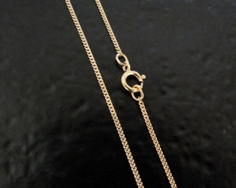 Curb Chain, 14k Yellow Gold, 1mm Finished Chain With Clasp - 16" or 18"