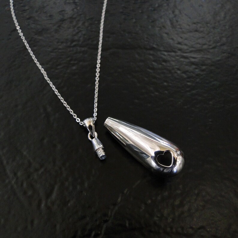 Ash Container Necklace Silver Teardrop Ashes Cremation Etsy