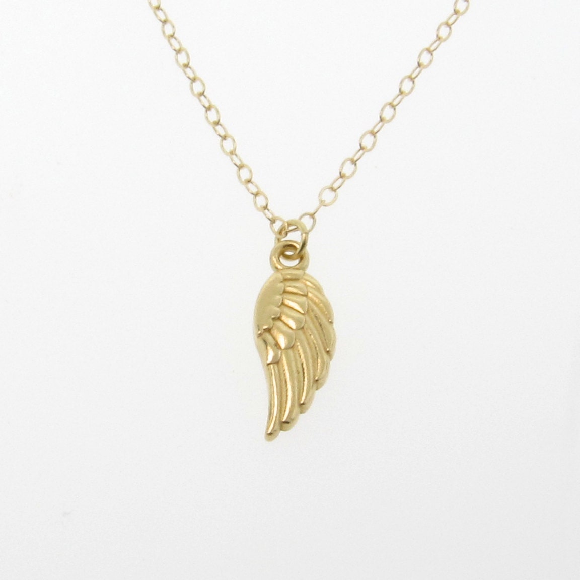 Angel Wing Charm Necklace Gold 14k GOLD 