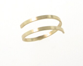 Gold Spiral Ring, 14K Gold Stacking Ring, Knuckle Ring, Midi Ring, Gold Band, Thumb Ring, Double Band, Stackable Rings