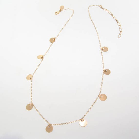 Gold Coin Disc Choker Necklace with Extender The Real Mimi Ikonn Necklace in Yellow Gold Rose Gold or Sterling Silver