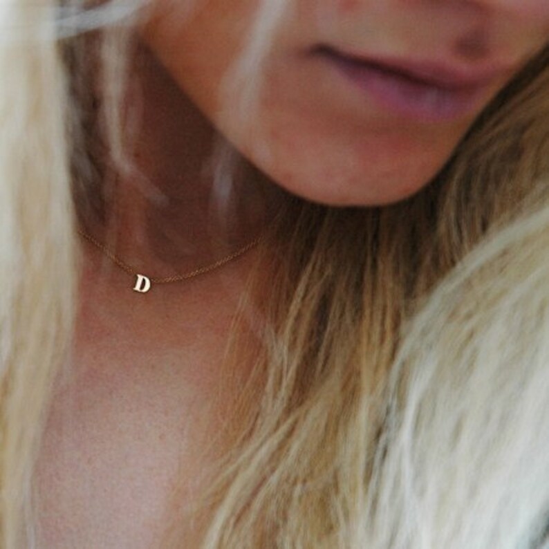 Personalized Initial Monogram Necklace 14K Gold YOUR INITIAL Handmade Custom Block Initial Letter Necklace Initial Necklace Solid Gold