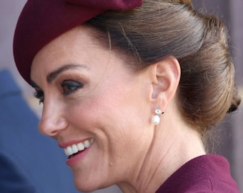 Pearl Drop Earrings - Freshwater Pearls With CZ Studs or Lever Back Ear Wires - Kate Middleton