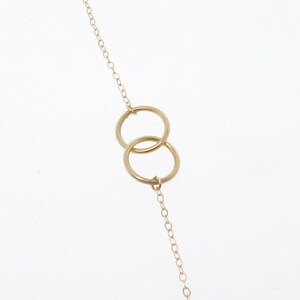 Interlocking Circles Necklace Double 10mm Rings in 14K Yellow, White Gold, or TWO Tone 1mm Thick Rings image 3