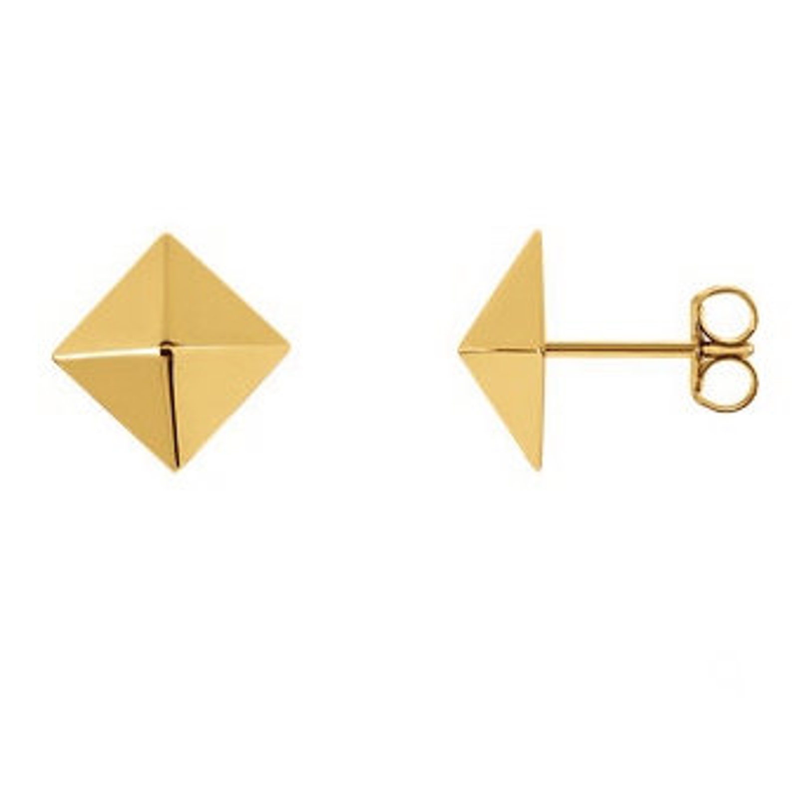 Gold Pyramid Earrings Studs Square Stud Earrings in 14K - Etsy