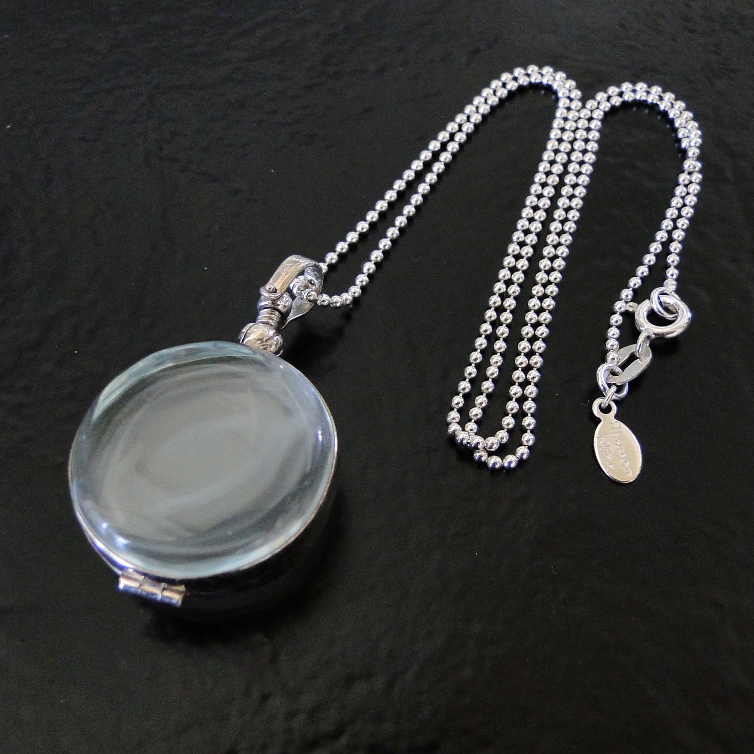 Clear Glass Locket Pendant Necklace or Locket Only Round Etsy Australia