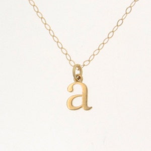 Tiny Lowercase Initial Necklace, Personalized Necklace, Your Letter - 14K SOLID Gold Ultra Feminine Initial Necklace by Theresa Mink