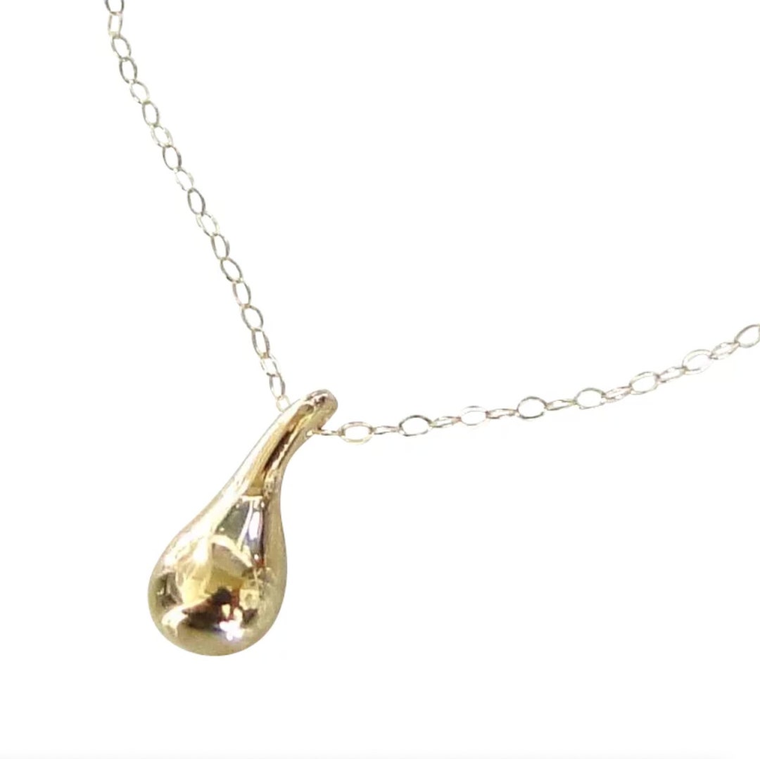 14K Gold Teardrop Necklace 14k Yellow or White Gold - Etsy
