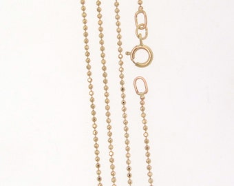 14K Solid Gold Diamond Cut Ball Chain With Clasp, 16 Inches Or 18", Yellow Gold or White Gold