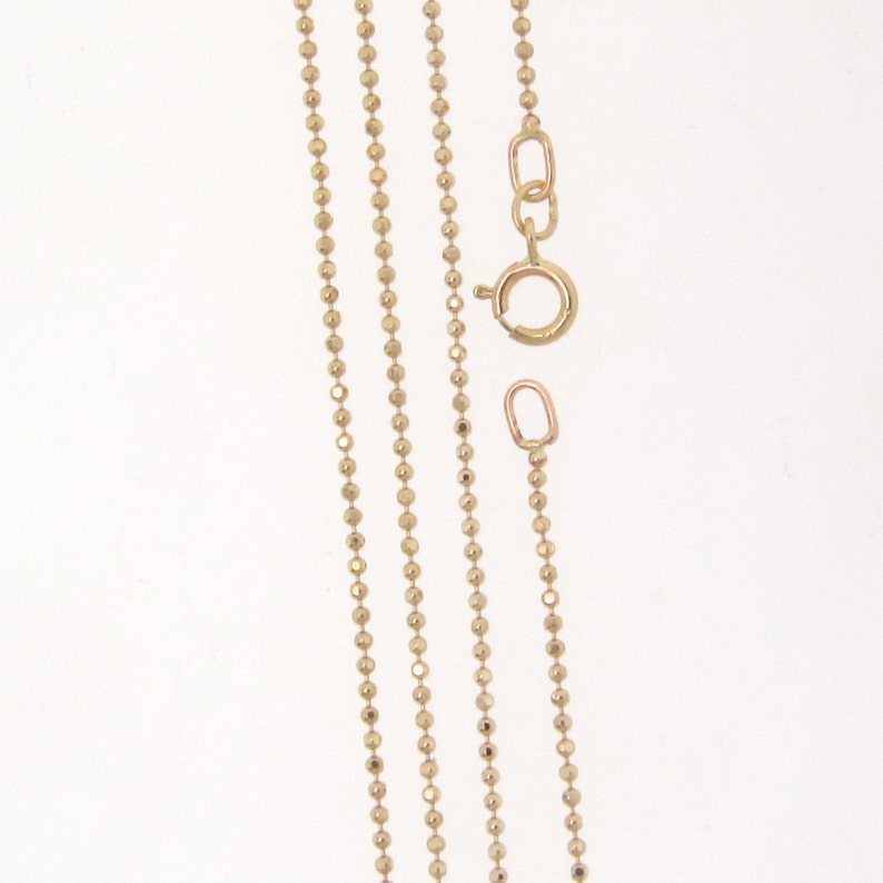 14K Solid Gold Diamond Cut Ball Chain With Clasp, 16 Inches Or 18, Yellow Gold or White Gold image 1