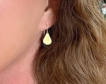 14K Gold Earrings Small Gold Teardrop, Dangle Earrings in Yellow Gold, With Hook or Lever Back Ear Wires