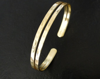 Gold Cuff Bracelet - Oval Bracelet - 14K Gold Over Sterling Silver - Adjustable, Great For Small Wrists