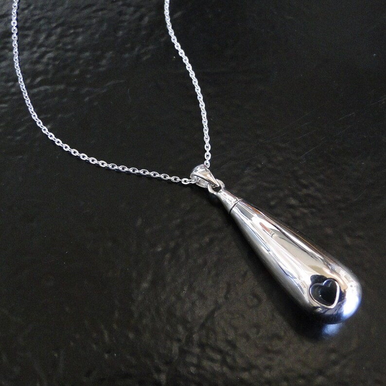 Ash Container Necklace Silver Teardrop Ashes Cremation Etsy