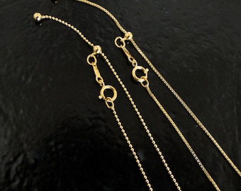 Adjustable Box OR Ball Chain - 14/20 Yellow Gold Filled - Fully Adjustable Up To 22 Inches