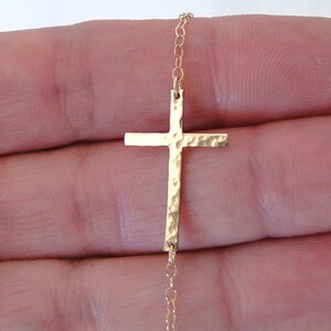 Sideways Cross Necklace, 14k Gold Filled, Rose Gold Filled, or Sterling ...