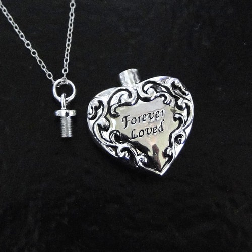 Ashes Necklace - shops Filigree Heart Container For Ashes, Sterling Silver Cremation Jewelry, Pet Ashes