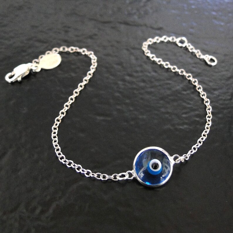 Lucky Evil Eye Bracelet, Evil Eye Jewelry, Protective Jewelry Sterling Silver Celebrity Style Jewelry image 1