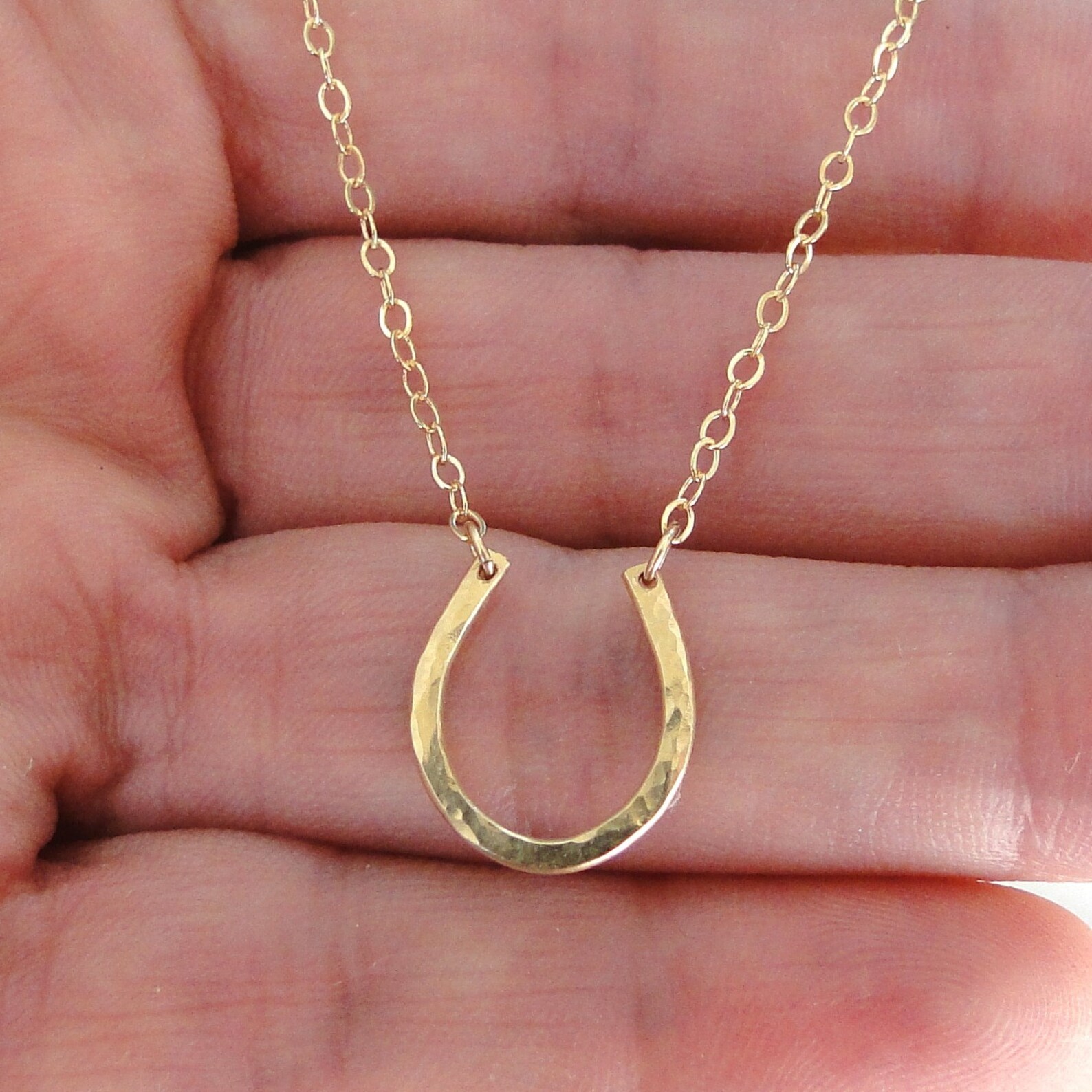 Lucky Horseshoe Necklace 14K Gold Yellow White or Rose Etsy