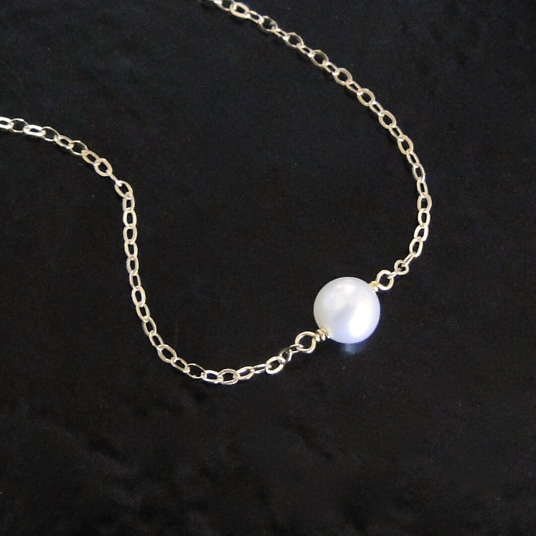 Pearl Necklace, 14K Yellow Gold or White Gold 5mm White Pearl, Simple ...