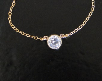 Diamond CZ Solitaire Necklace - 1 Carat, Gold Filled or Sterling Silver, Cubic Zirconia, As Seen On Kelly Ripa