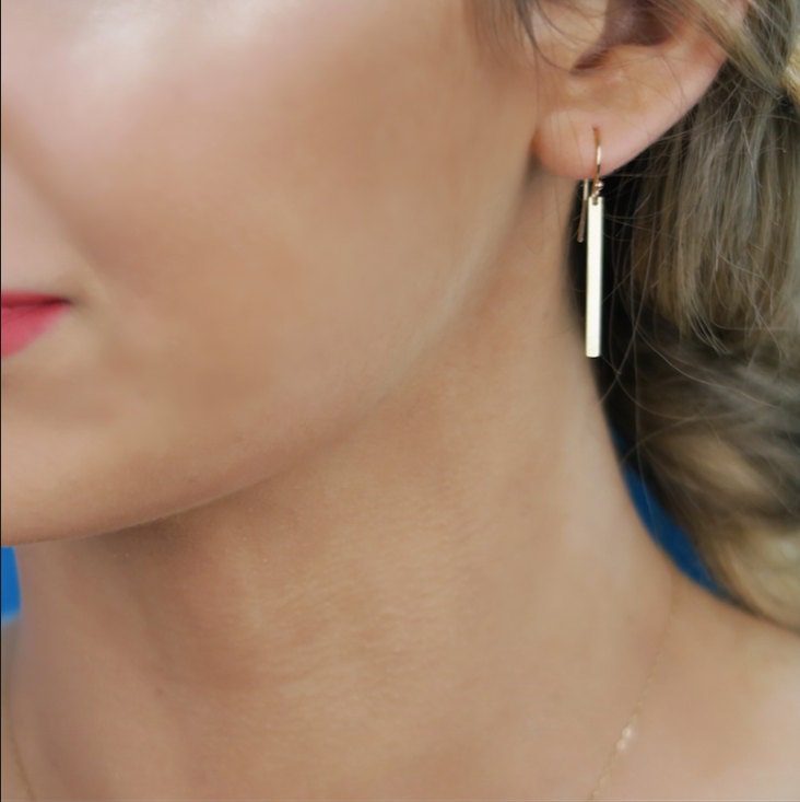 Real gold cheap bar earrings