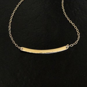 Gold Curved Bar Necklace, Small Hammered 1 Inch Curved Bar, 14K GOLD Hand Forged, Hammered 14K Yellow, Rose, White Gold