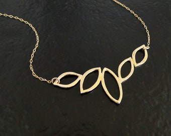 Gold Filled Necklace With Curved Geometric Center - Great For Layering, Limited Quantity