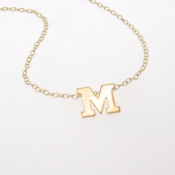 Gold Initial Necklace - Personalized Necklace 14K SOLID GOLD Ultra Feminine Initial Monogram