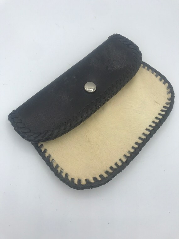 Black and white leather wallet vintage 1950s retr… - image 3
