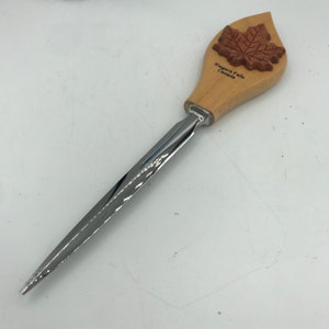 Mid century vintage wooden silver letter opener desk accessories vintage Niagara Falls kitch