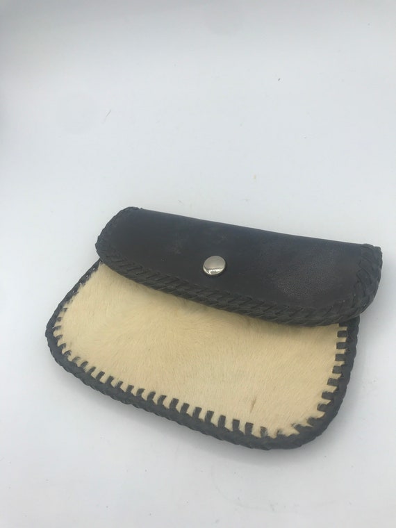 Black and white leather wallet vintage 1950s retr… - image 1