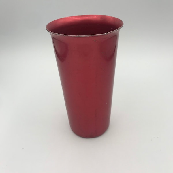 Vintage Aluminum mid century cup glass red retro heller hostess wear