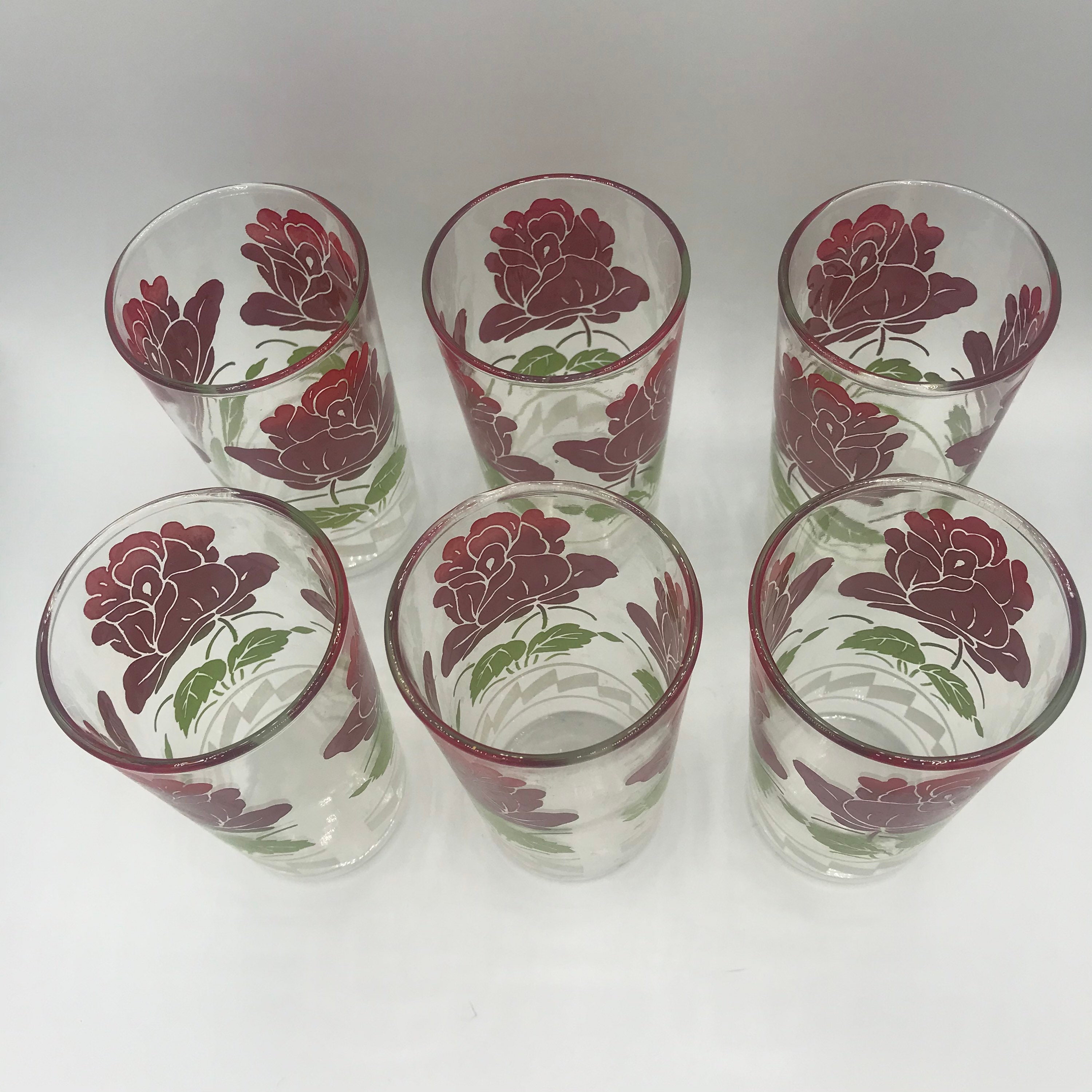 Vintage Rose juice Glasses printed Etsy