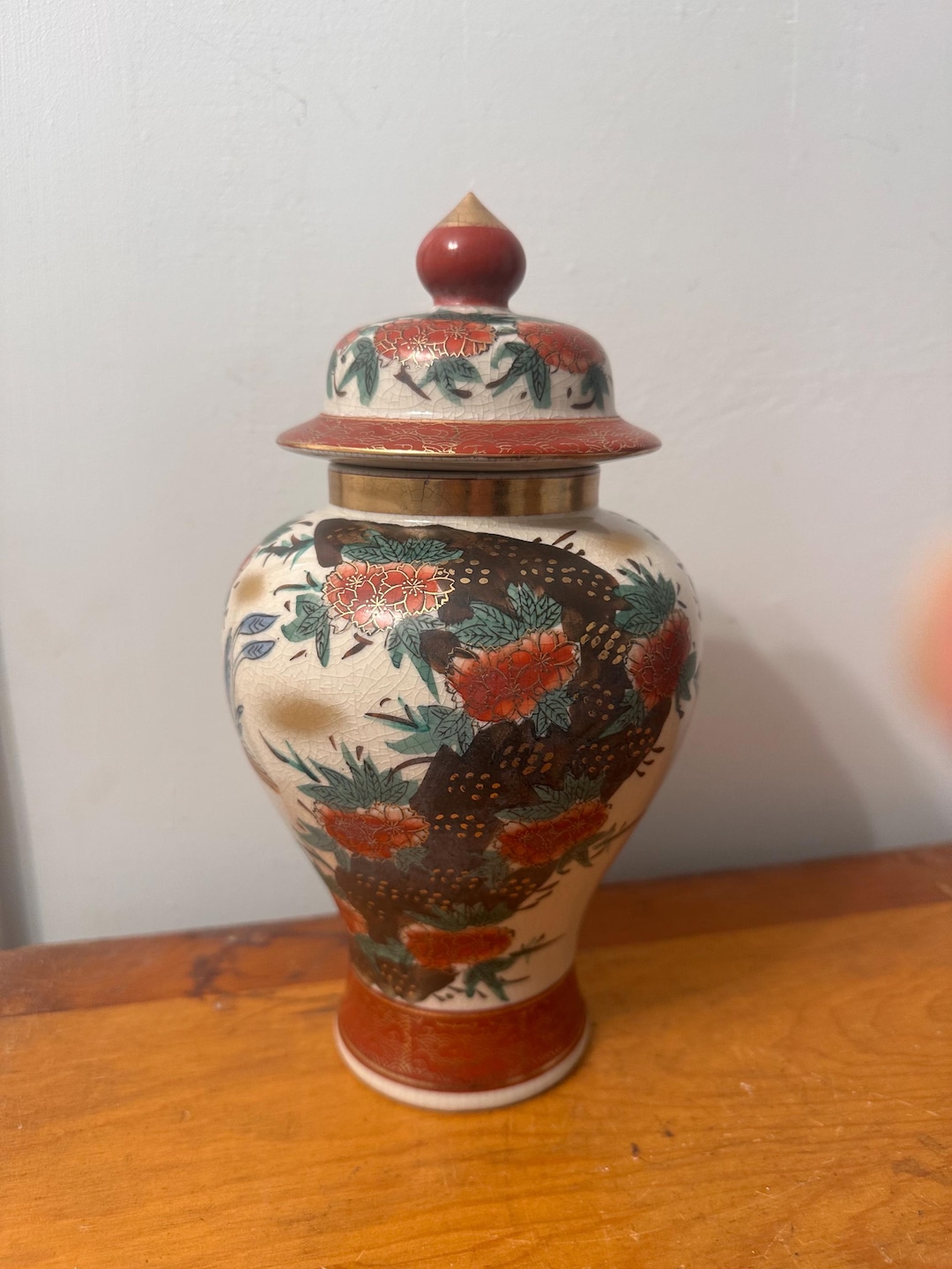 Vintage Kutani Satsuma Lidded Jar, Japanese Floral Bird Vase - Etsy