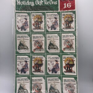 Christmas gift tags normal Rockwell Mid century 16 new in package never used 1960
